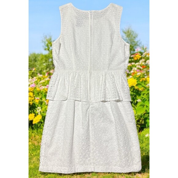 B. Smart Dress Women’s 12 White Eyelet Sleeveless Cotton Lined Peplum Hem - Picture 5 of 5